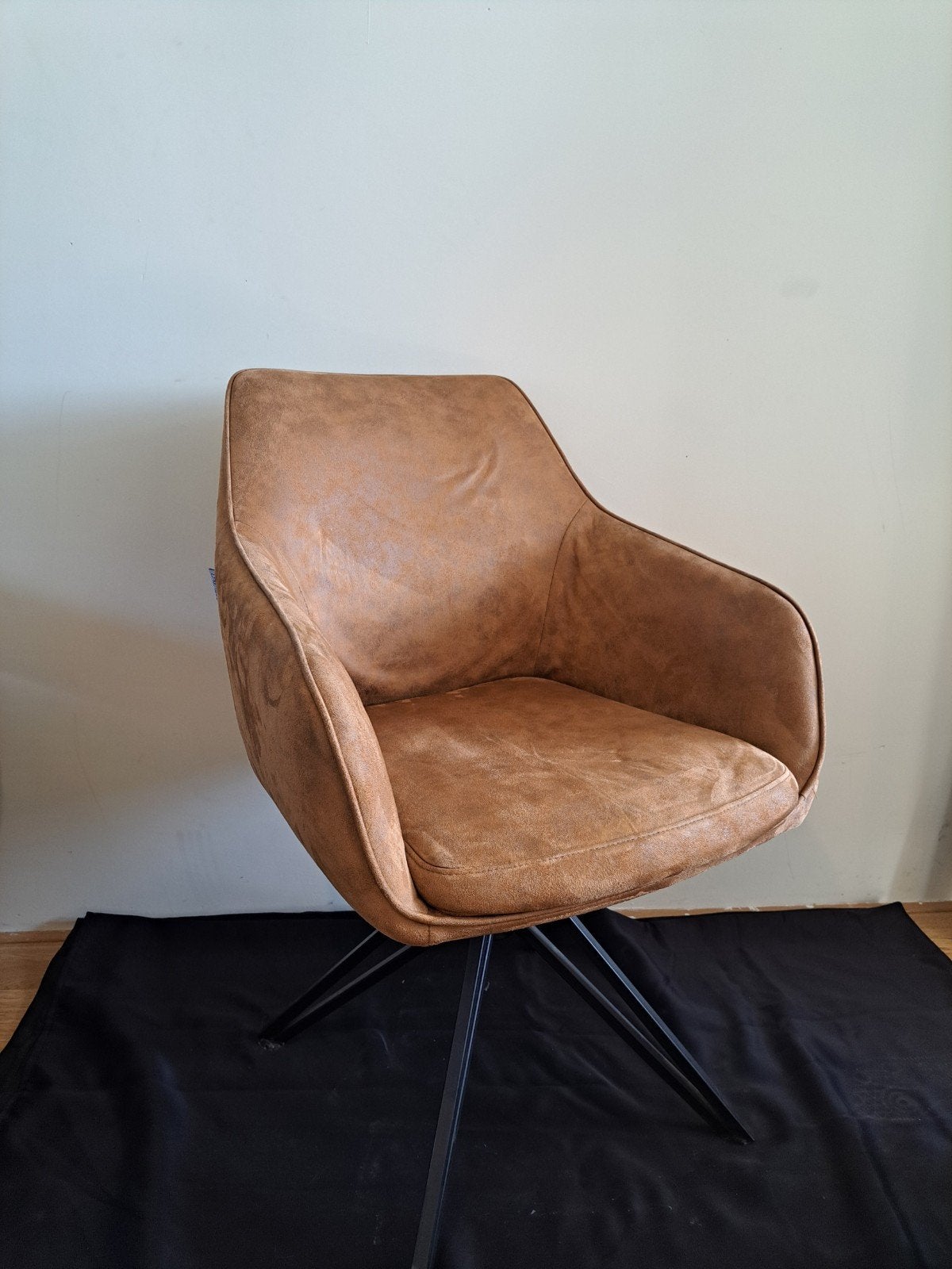 4 Comfortabele draaibare eetkamerstoelen - lichtbruin suède