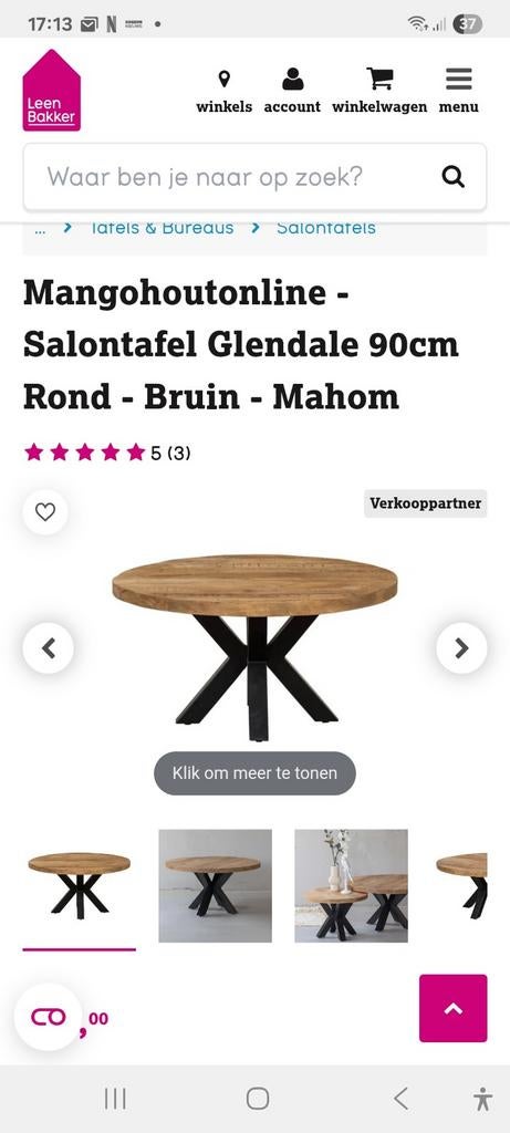 Z.g.a.n salontafel, Huis en Inrichting, Ophalen, 50 tot 100 cm, Rond, 50 tot 100 cm