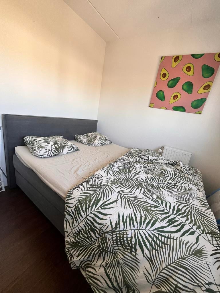 Tweepersoons boxspring 160x200 cm Leen Bakker antraciet, Huis en Inrichting, Ophalen, Tweepersoons, Zo goed als nieuw, 200 cm