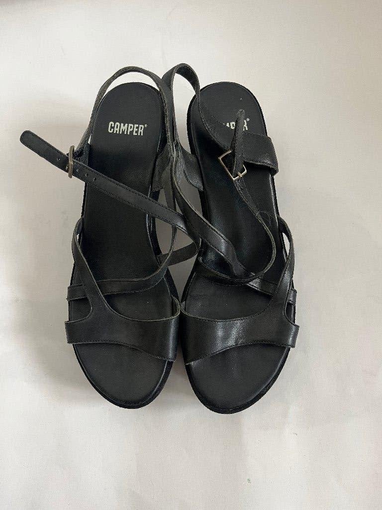 Camper zwarte leren sandalen - Maat 38, Kleding | Dames, Zwart, Camper, Zo goed als nieuw, Sandalen of Muiltjes