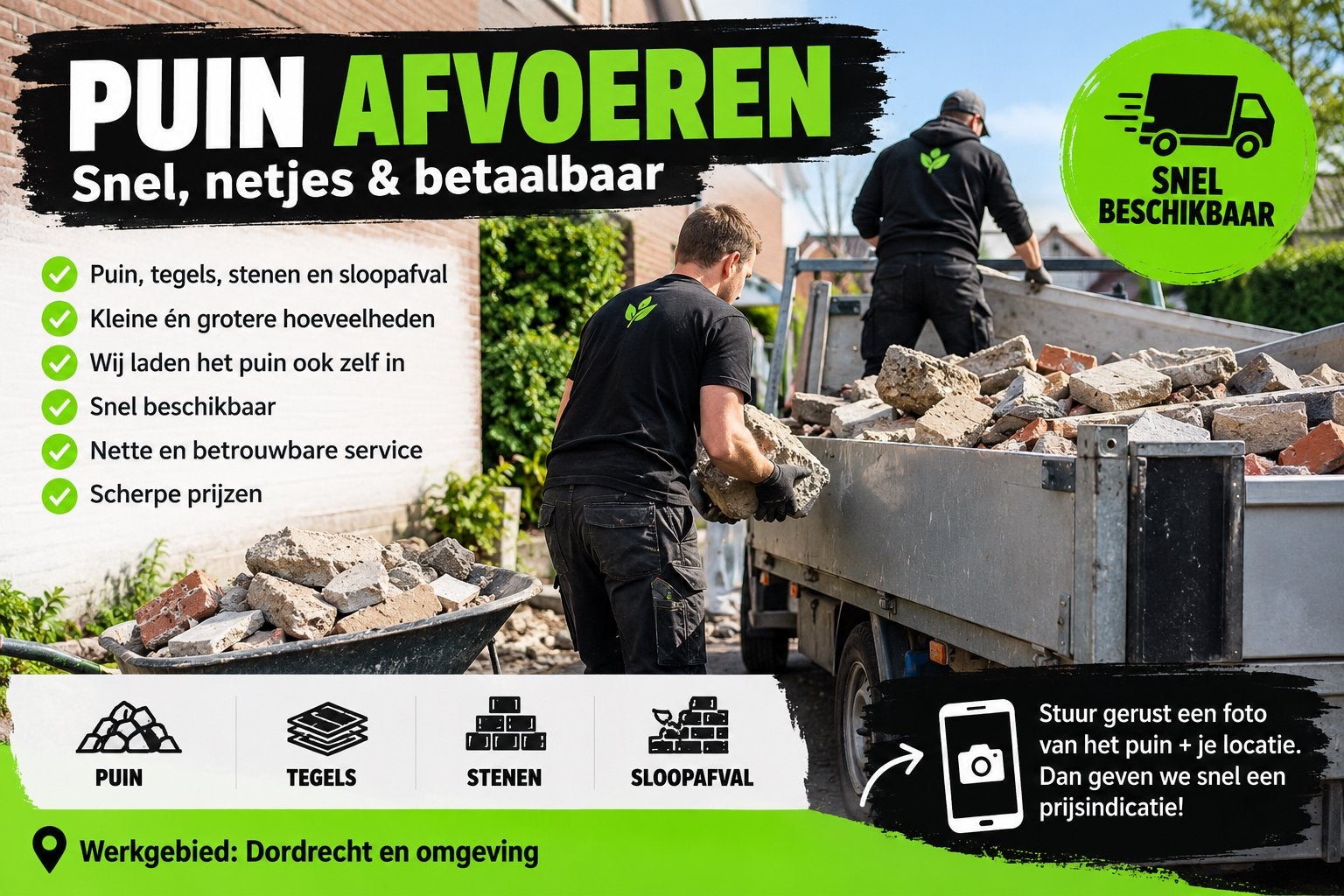 Puin afvoeren | Sloopafval, tegels & stenen en meer