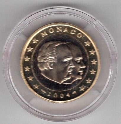 1 Euro Monaco 2004 - Prins Rainier en zoon Albert - PROOF, Verzenden, Monaco, 1 euro, Losse munt