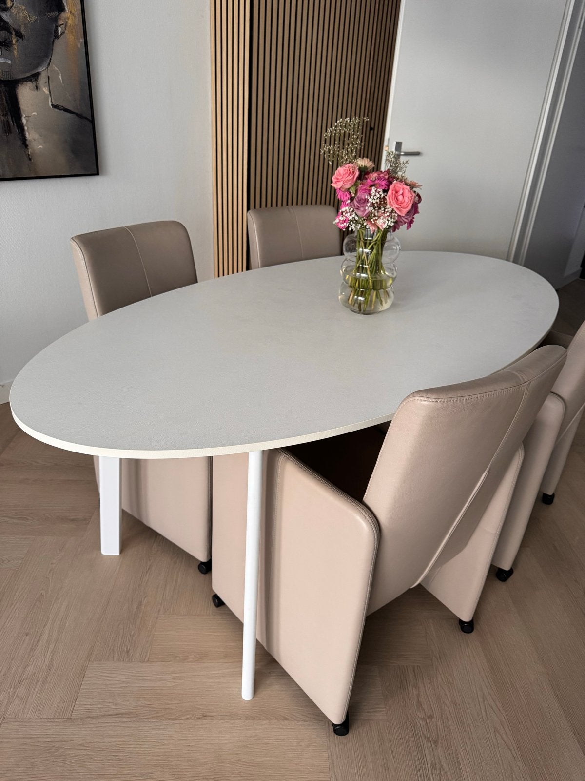 Ovale eettafel wit - 200x100 cm - GIDEA model, Ophalen, Gebruikt, 100 tot 150 cm, Ovaal