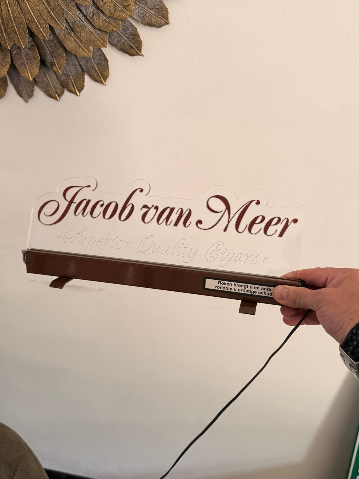 Jacob van Meer sigaren reclame lichtbak bord cigars, Ophalen of Verzenden, Zo goed als nieuw, Lichtbak of (neon) lamp