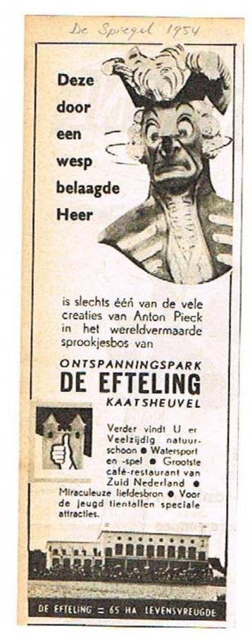 De Efteling - Advertentie uit Tijdschrift 1954, Verzamelen, Efteling, Ophalen of Verzenden, Gebruikt, Beeldje of Poppetje