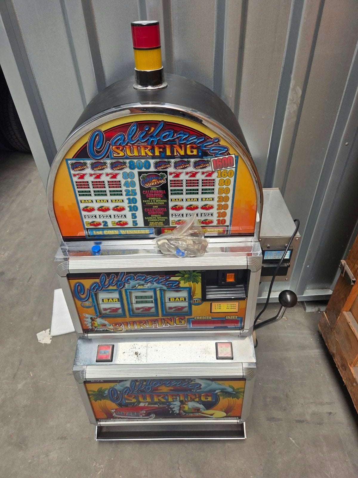 California Surfing fruitautomaat inclusief sleutels, Overige munten, Ophalen, Gebruikt, Met sleutels