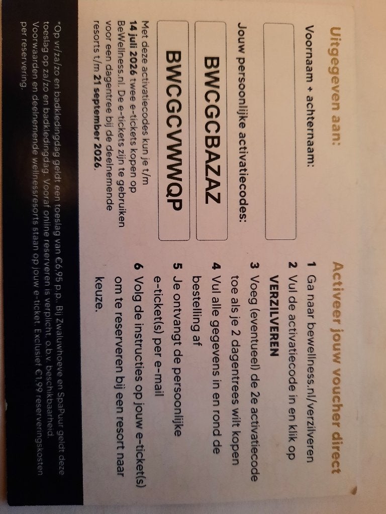 Kortingsvoucher sauna entree, Tickets en Kaartjes, Twee personen, Kortingsbon, Spa of Sauna