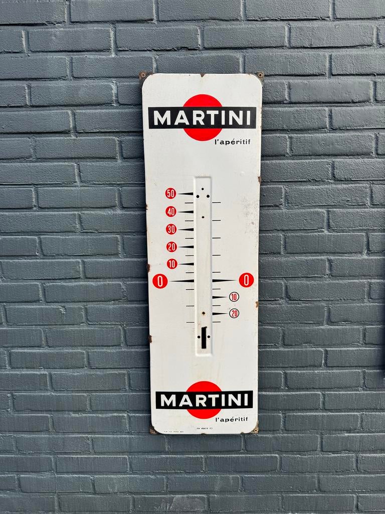Vintage Martini Emaille Thermometer - Buitenthermometer, Ophalen of Verzenden