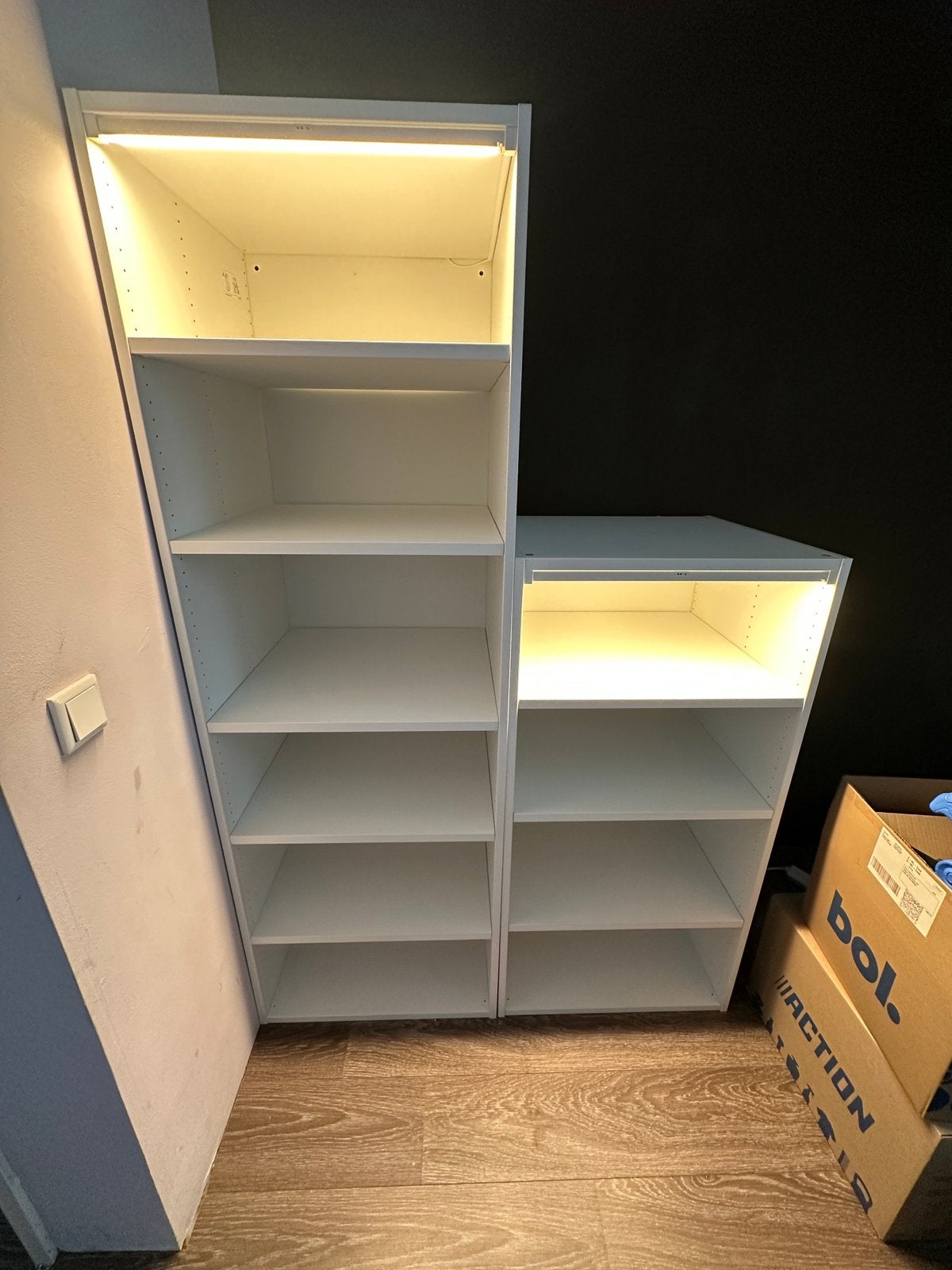 IKEA Platsa Kasten met Verlichting - 180cm & 120cm, Ophalen, Met plank(en), 100 tot 150 cm, Zo goed als nieuw