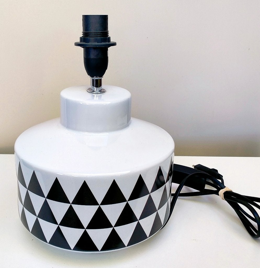 Zwart Wit Keramieken Lamp Tafellamp Schemerlamp, Meerkleurig, Keramiek, E14 (klein), Ophalen of Verzenden