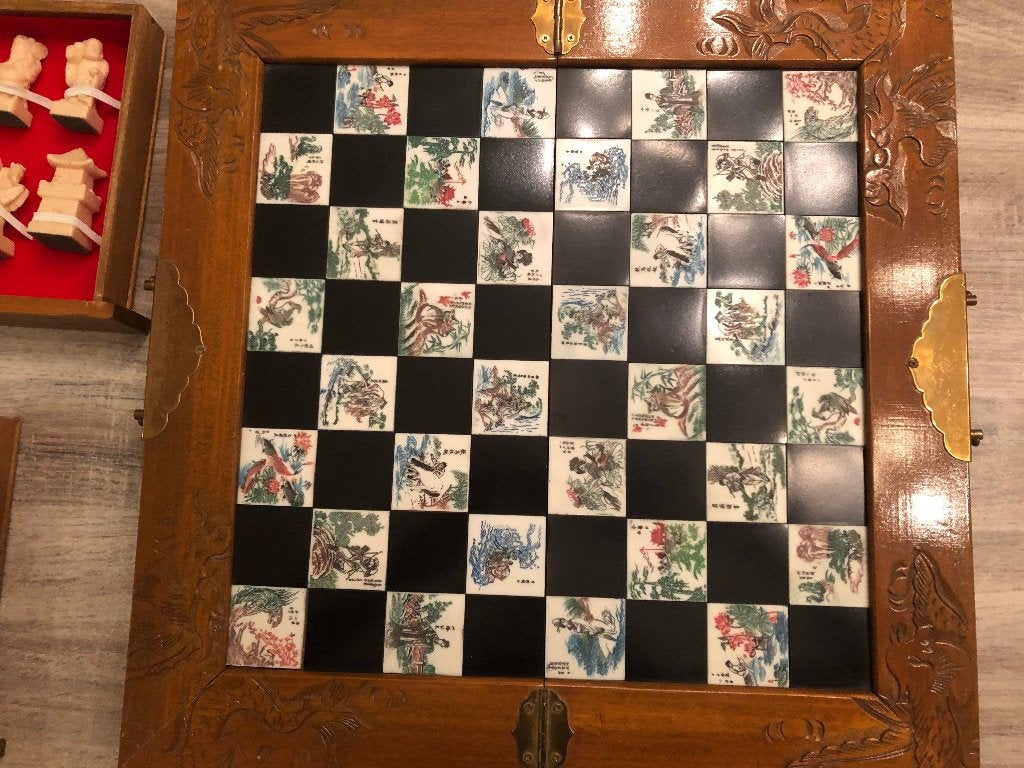 Vintage Chinees schaakspel, Een of twee spelers, Ophalen of Verzenden, Zo goed als nieuw, Onbekend