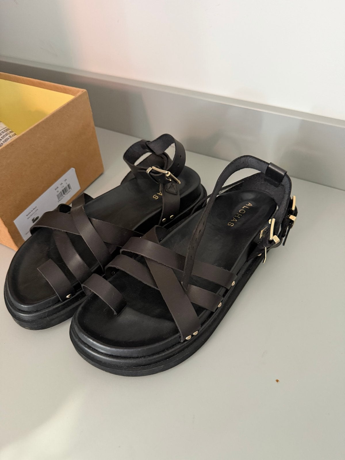 Alohas sandalen maat 38, zo goed als nieuw, Ophalen of Verzenden, Zo goed als nieuw, Zwart, Sandalen of Muiltjes