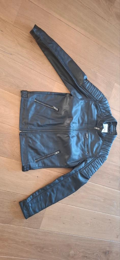 Jack & Jones Zwart Leren Jas Maat S, Kleding | Heren, Jassen | Zomer, Zwart, Ophalen of Verzenden, Zo goed als nieuw, Jack & Jones