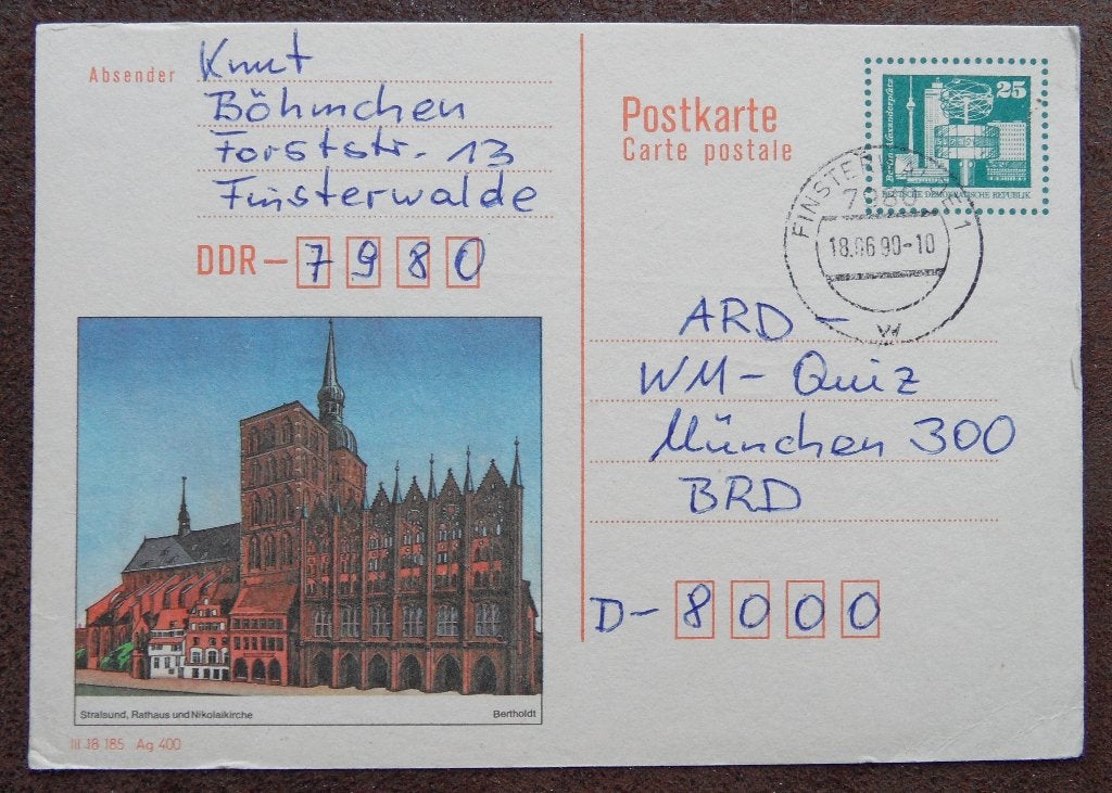 Briefkaart DDR – zegel Berlin Alexanderplatz 0,25, Postzegels en Munten, Ophalen of Verzenden, Briefkaart