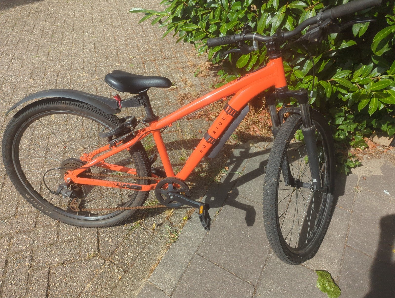 Rockrider ST 500 Mountainbike - Oranje, 24 inch of meer, Gebruikt, Staal, Velgrem