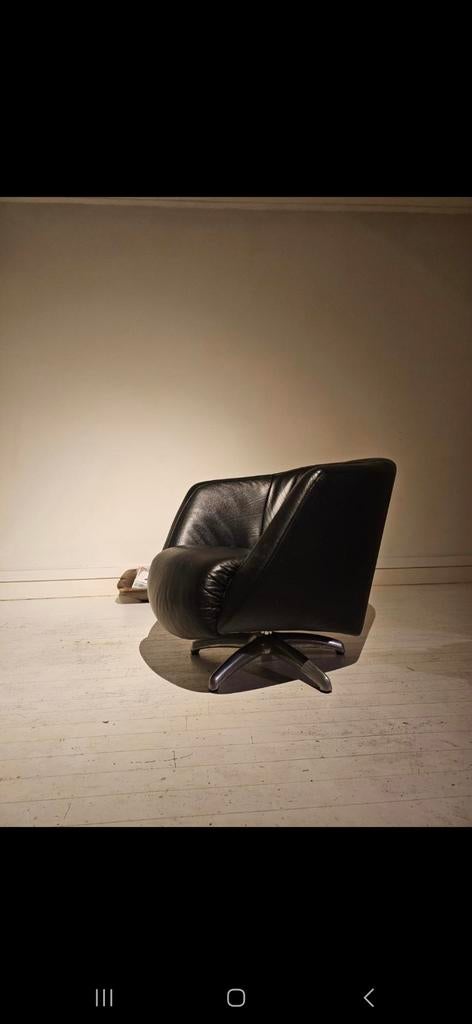 2 Design Kuipstoelen met Draaipoot - Zwart Leer, Ophalen