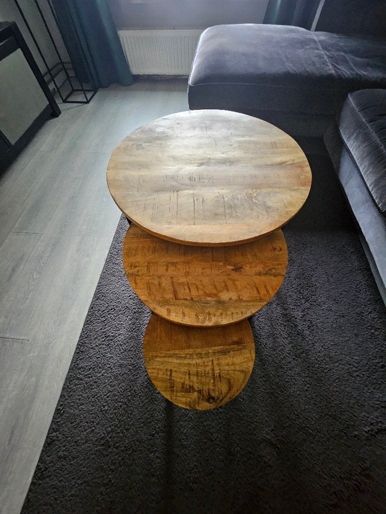 salontafels mango hout, Ophalen, 50 tot 100 cm, Rond, 50 tot 100 cm