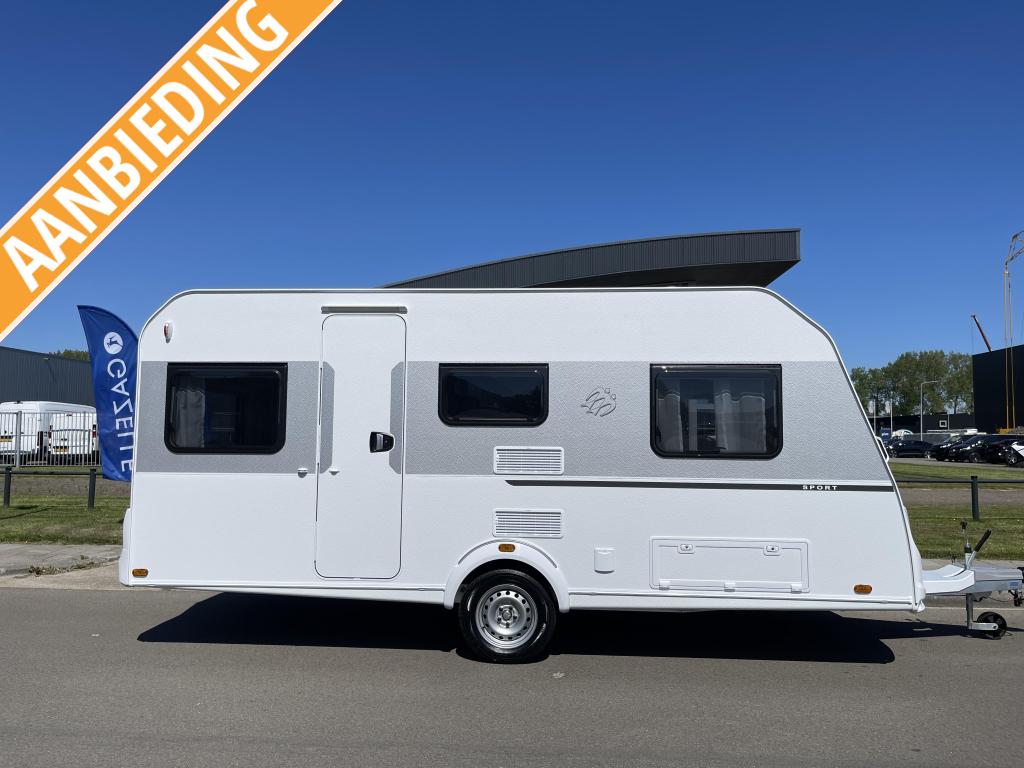 Knaus Sport 460 EU Enkele bedden, Caravans en Kamperen, Standaardzit, Bedrijf, Schokbreker, 5 tot 6 meter