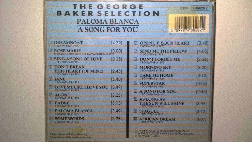 George Baker Selection - Paloma Blanca & A Song For You, Cd's en Dvd's, Cd's | Pop, Ophalen of Verzenden, Zo goed als nieuw, Pop