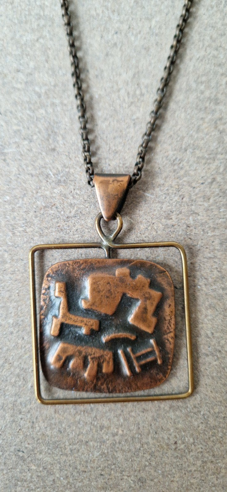 vintage jaren 70 design brutalist ketting, Ophalen of Verzenden, Zo goed als nieuw, Overige materialen
