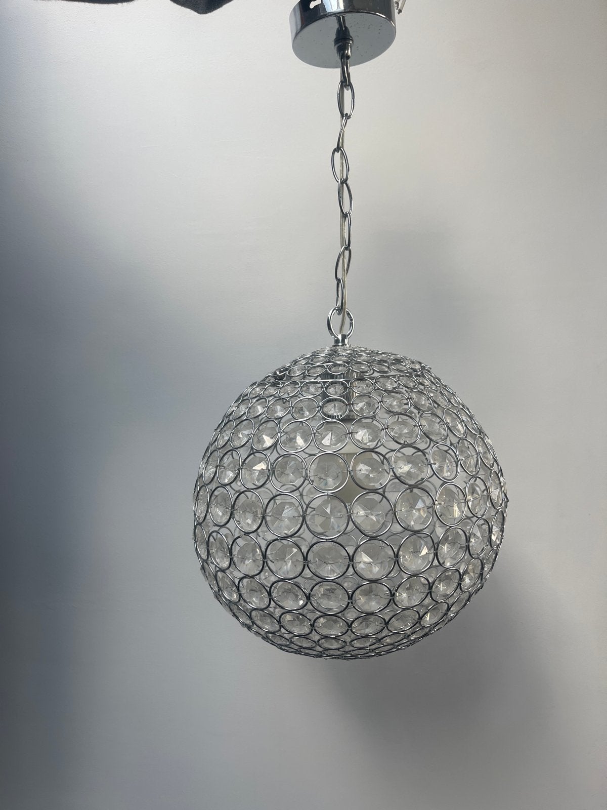 Zilveren Plafondlamp met Glanzende Pailletten/Kralen, Ophalen of Verzenden, Gebruikt, Metaal
