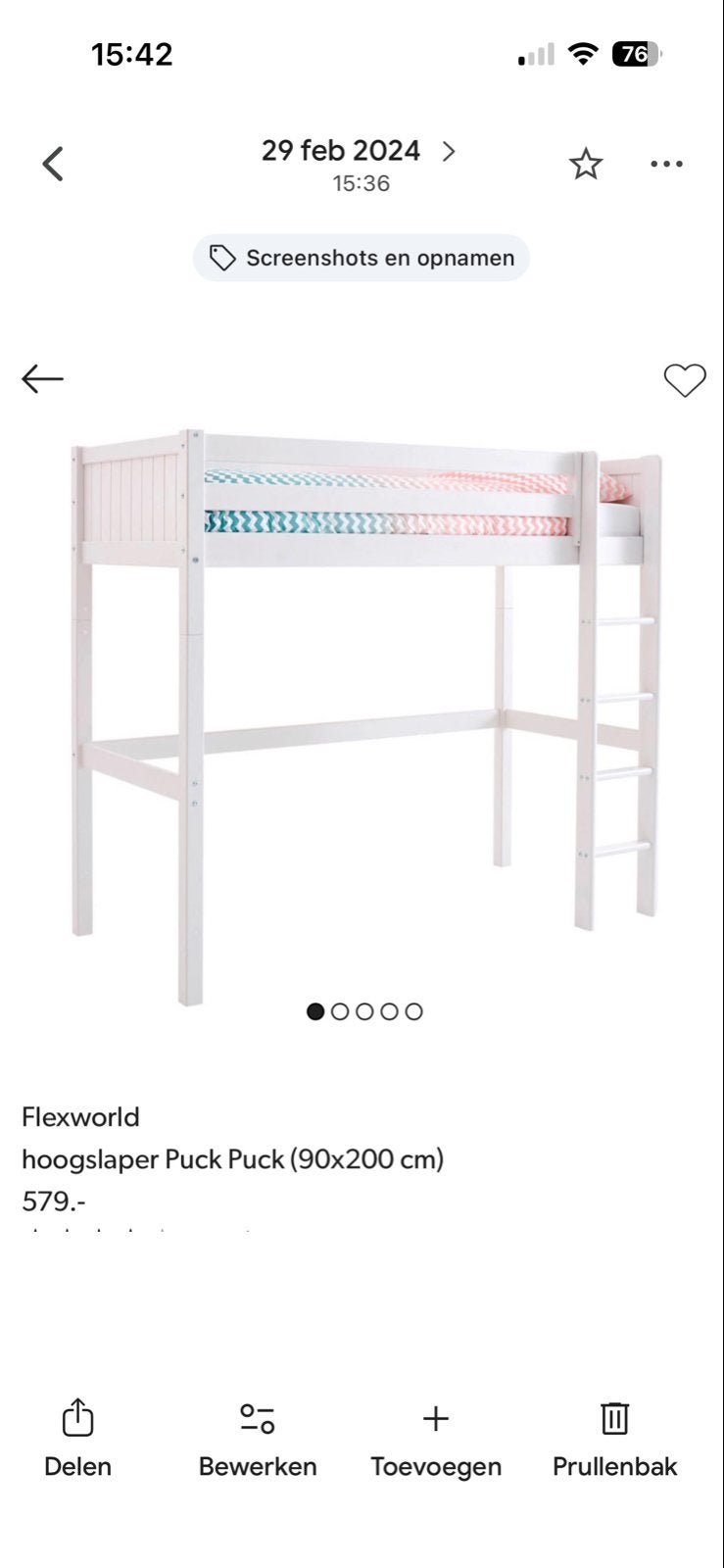 Flexworld Puck hoogslaper (90x200 cm), Ophalen, Gebruikt, Eenpersoons, 200 cm