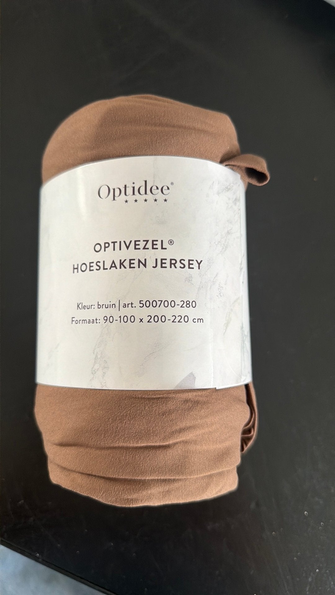 Optidee Optivezel hoeslaken jersey bruin 90x200 NIEUW, Huis en Inrichting, Ophalen of Verzenden, Nieuw