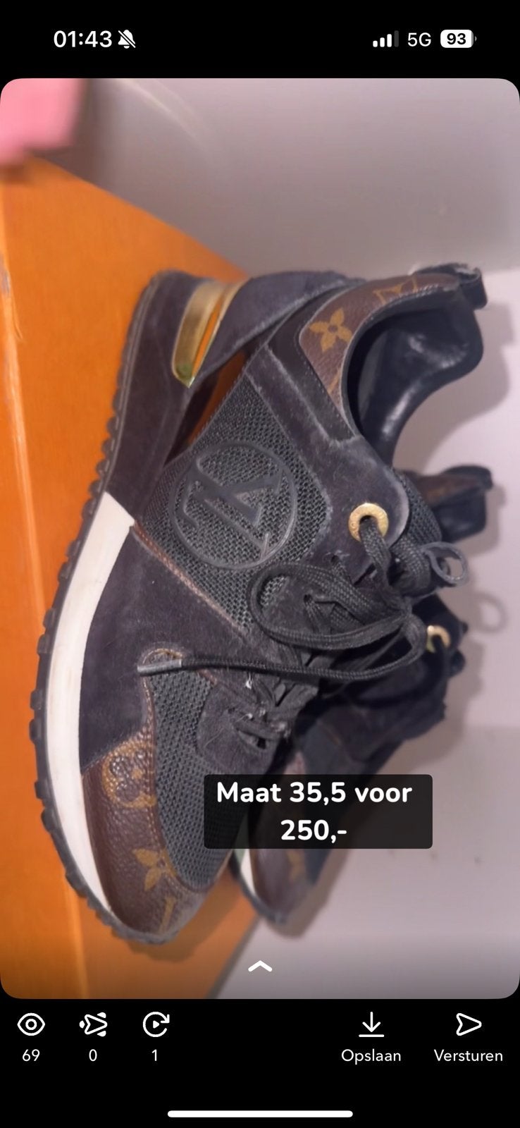 Lv sneaker, Ophalen of Verzenden, Zo goed als nieuw, Zwart