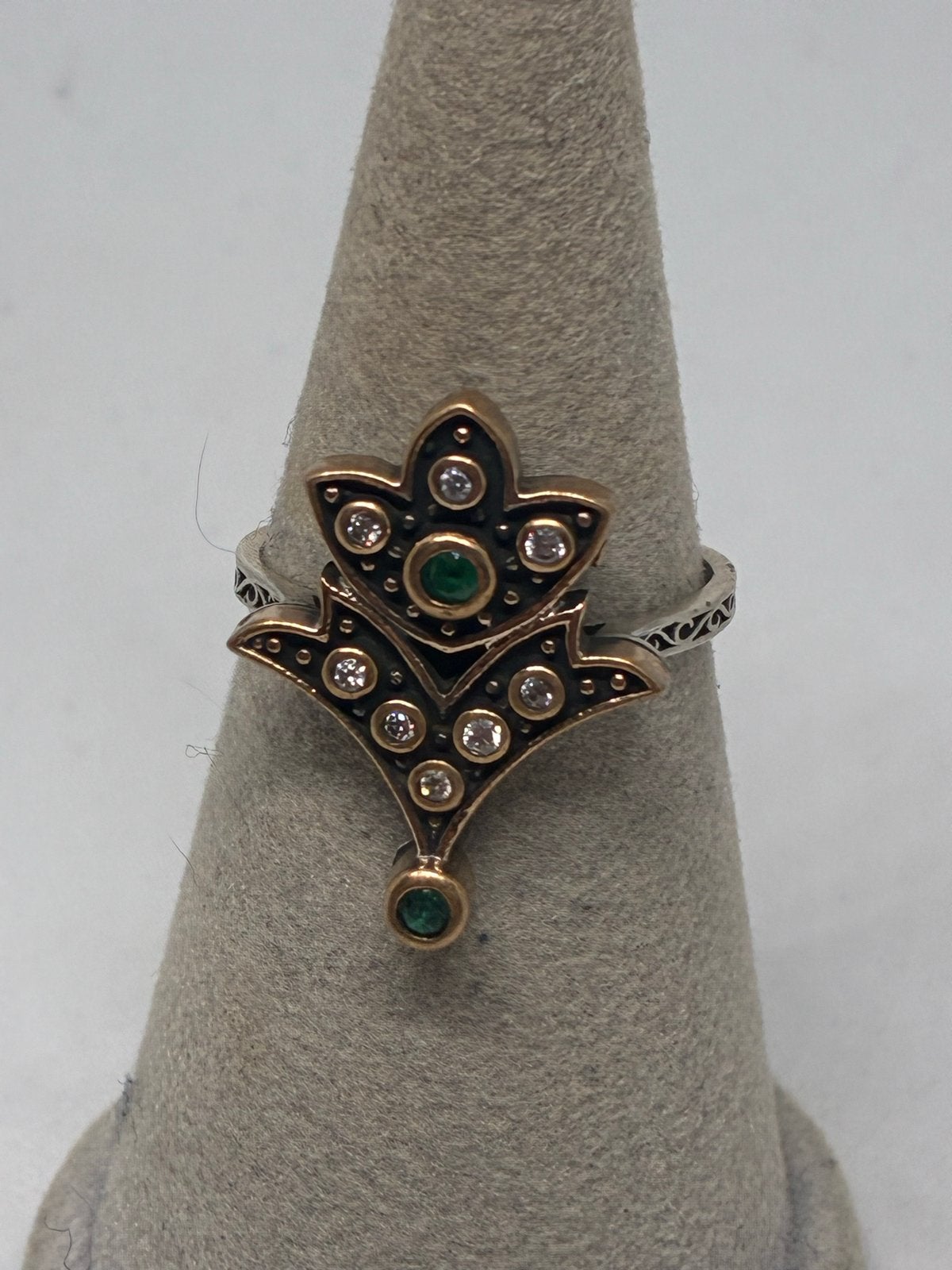 Nieuwe zilveren ring met brons en stenen, maat 17,5, Info@zilver.com, Nieuw, Ophalen of Verzenden, 17 tot 18
