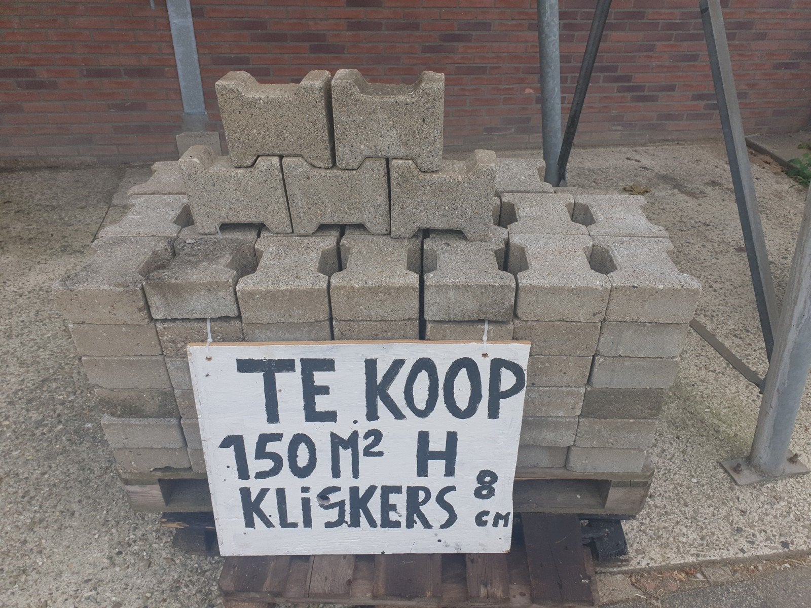 150 m² H-profiel klinkers, 8 cm dik, Ophalen, Gebruikt, Klinkers, 10 m² of meer