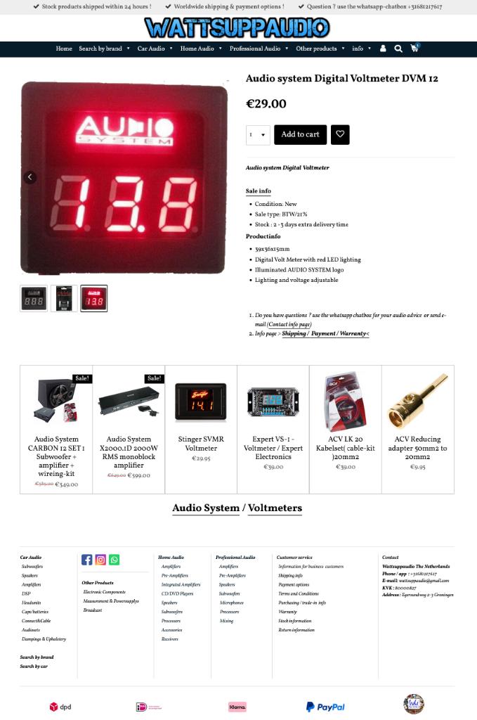 Audio system Digital Voltmeter DVM 12, Info@optimount.nl, Nieuw, Ophalen of Verzenden, Anholtseweg 48A 7091 HB DINXPERLO
