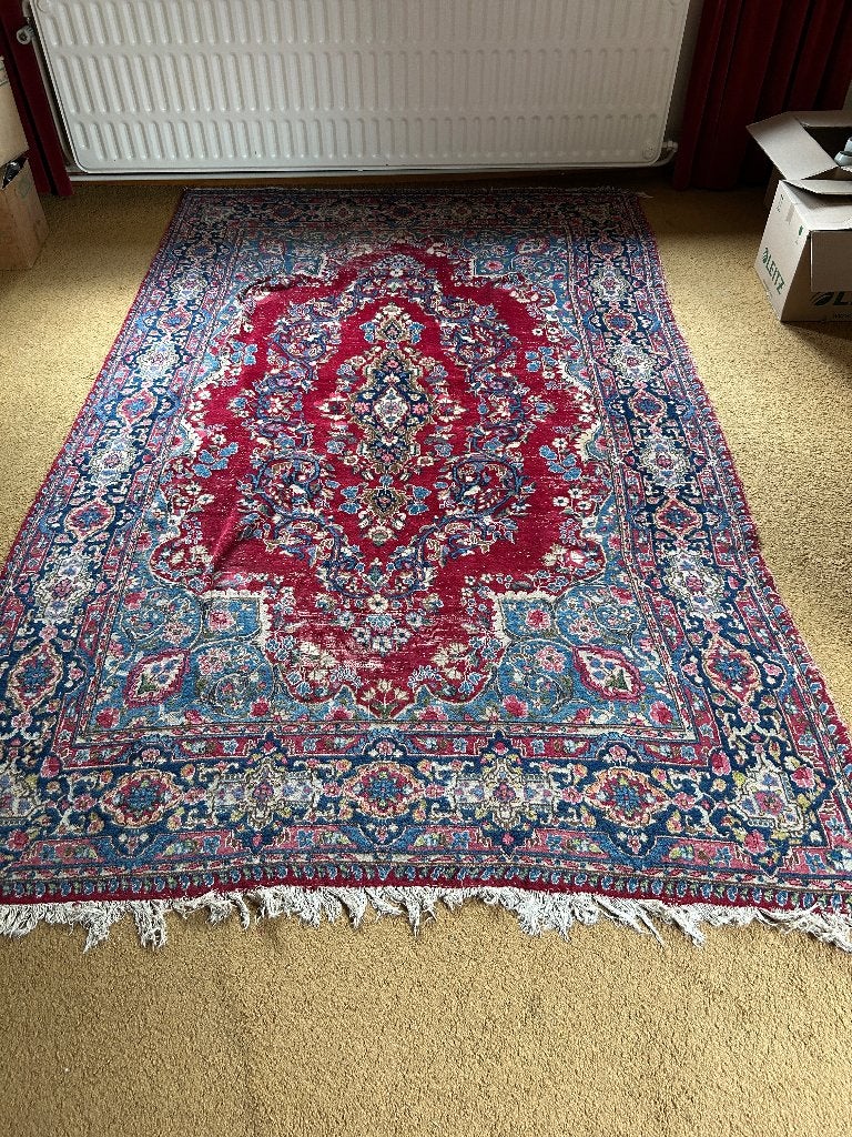Handgeknoopt Oosters Tapijt - Rood/Blauw - 310x200 cm, Ophalen, Gebruikt, Blauw, 150 tot 200 cm
