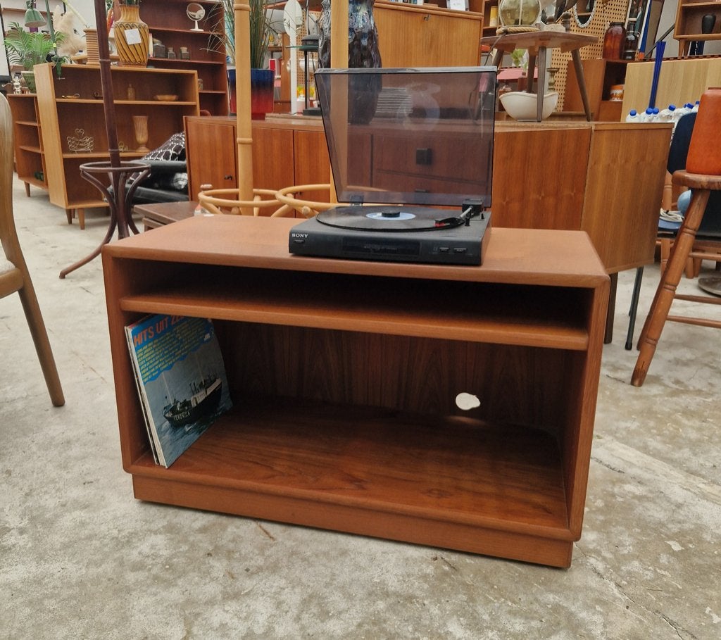 Vintage Deens platenspeler kastje op wielen, 94cm, Ophalen, Met plank(en), ., Teakhout