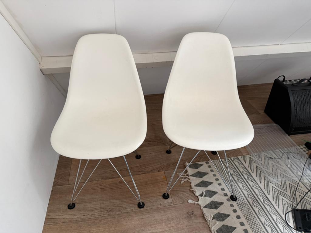 6x Vitra Eames Plastic Side Chair RE DSR - Opknappers, Ophalen, Kunststof, Gebruikt, Wit