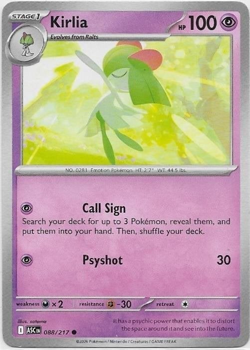 Ascended Heroes,  Kirlia [common] 88/217, Verzenden, Nieuw, Losse kaart