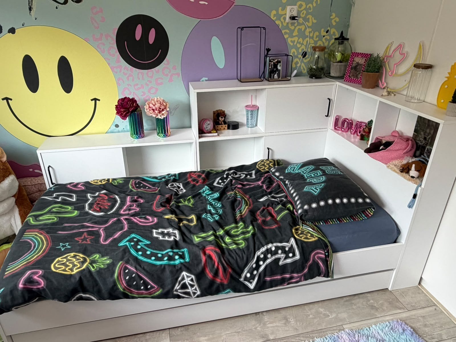jamy 1 persoons tiener bed wit( zie tekst), Ophalen, 85 tot 100 cm, Zo goed als nieuw, Matras