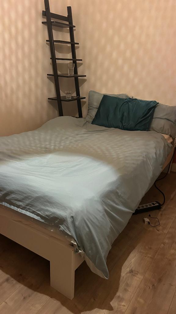 Twijfelaar bed, Huis en Inrichting, Slaapkamer | Bedden, Ophalen, Gebruikt, Wit, Twijfelaar