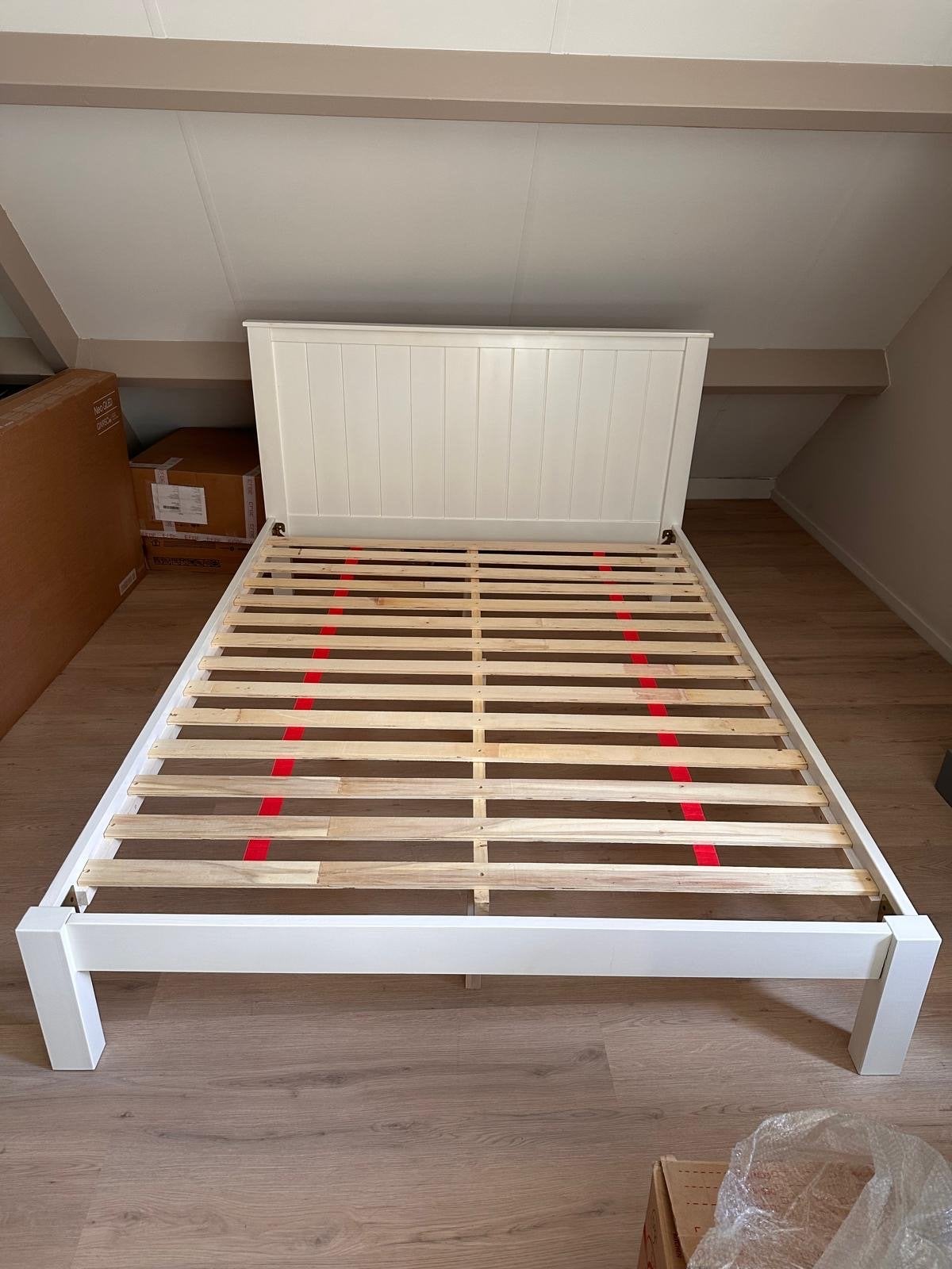 Tweepersoonsbed wit met lattenbodem, Ophalen, Wit, Tweepersoons, 140 cm