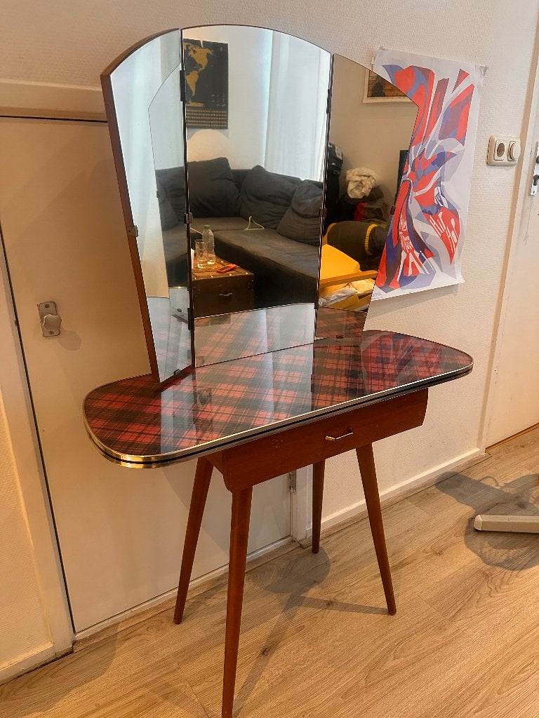 Vintage Kaptafel met Spiegels - Goede Staat, Ophalen, Vintage, 50 tot 100 cm, Zo goed als nieuw