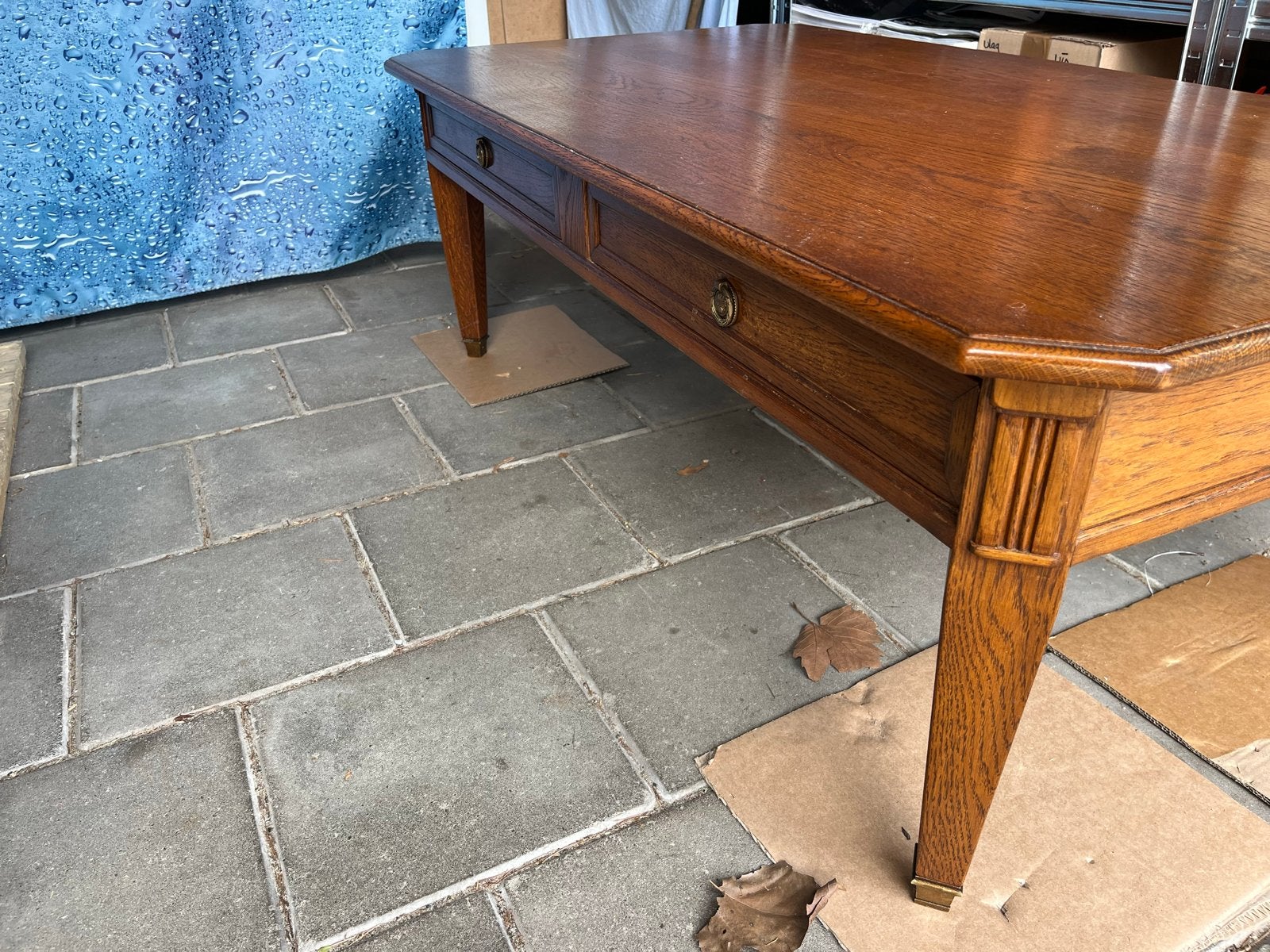 Elegante houten salontafel met lades, Antiek en Kunst, Ophalen