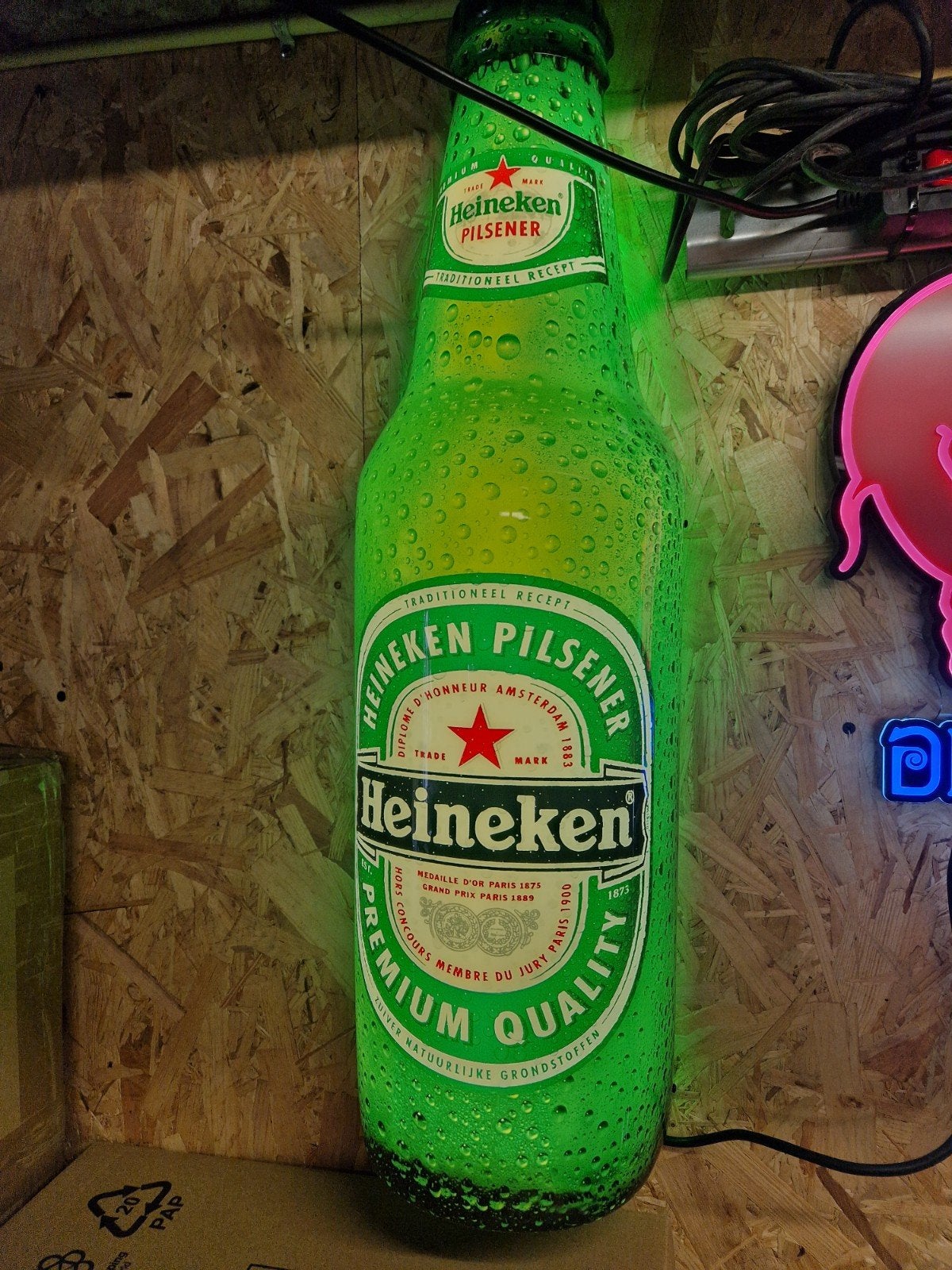 Heineken lichtreclame, Ophalen of Verzenden, Zo goed als nieuw, Lichtbak of (neon) lamp