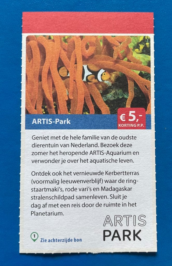 Kortingsbon Artis-Park (5 euro korting p.p.), Drie personen of meer, Kortingskaart