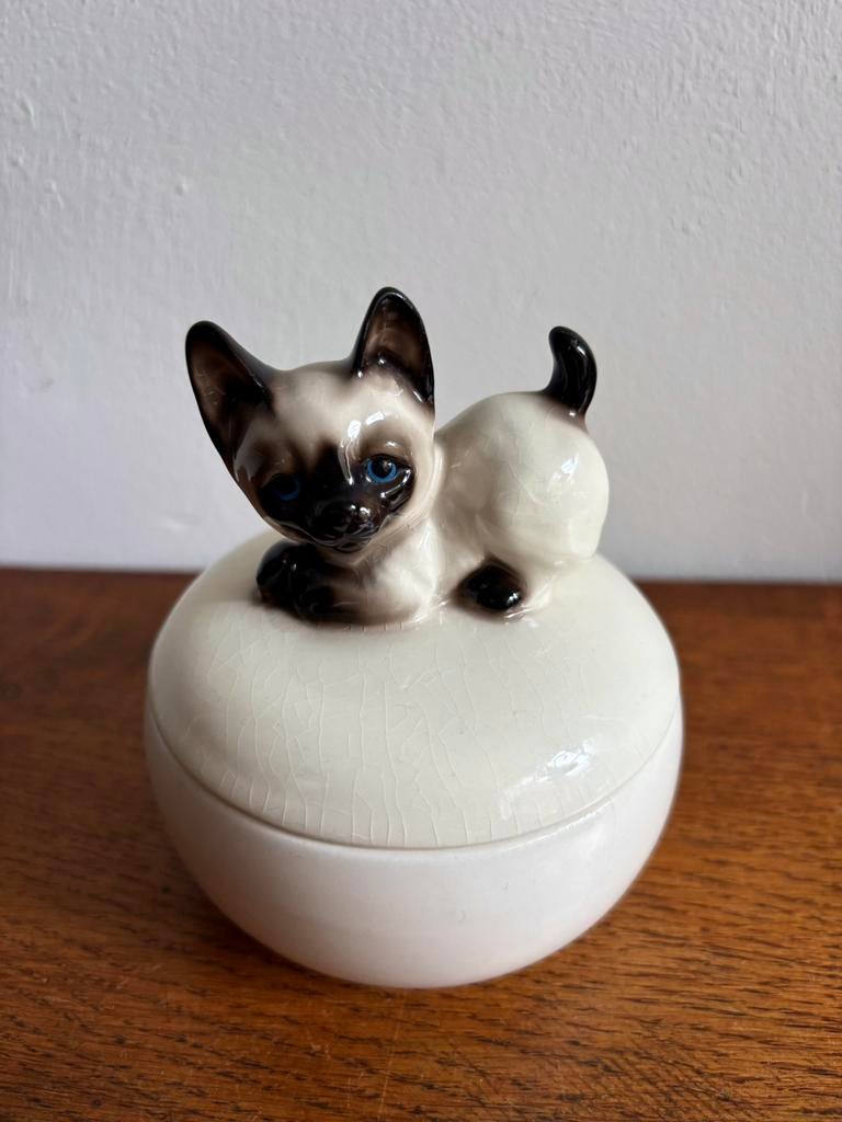 Zeldzaam Vaga International porselein Siamese kat pot poes, Ophalen of Verzenden