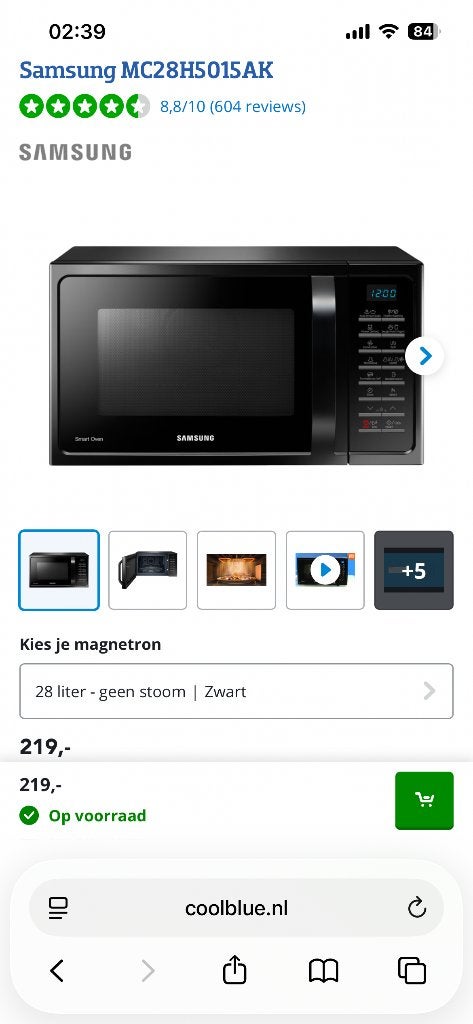 Samsung MC28H5015AK | Luxe Combimagnetron Zwart, Ophalen, Zo goed als nieuw, Draaiplateau, Minder dan 45 cm