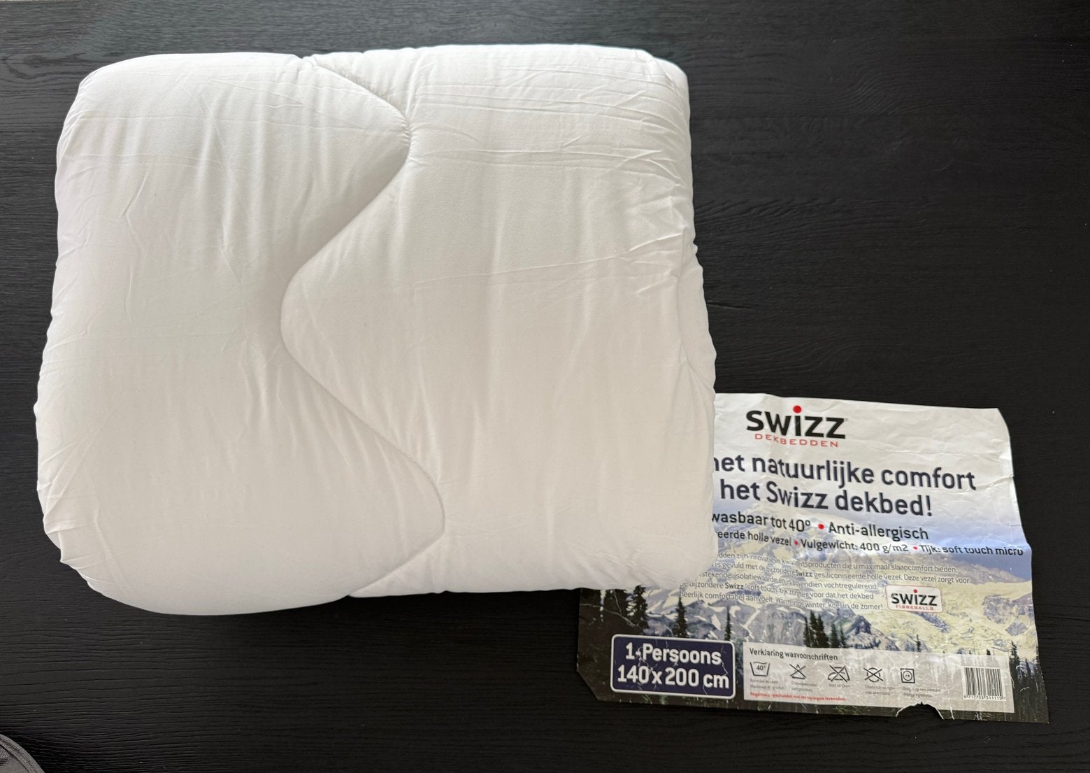 Nieuw eenpersoons Swizz dekbed 140x200 cm, Huis en Inrichting, Anti-allergisch, Eenpersoons, Wit, Nieuw