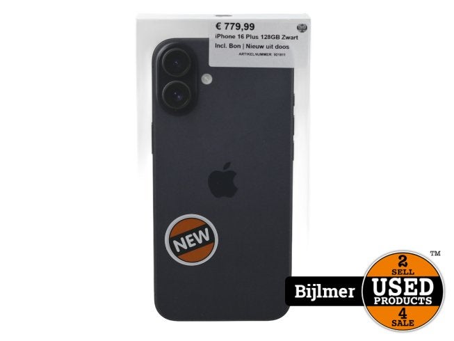iPhone 16 Plus 128GB Zwart Incl. Bon | Nieuw uit doos