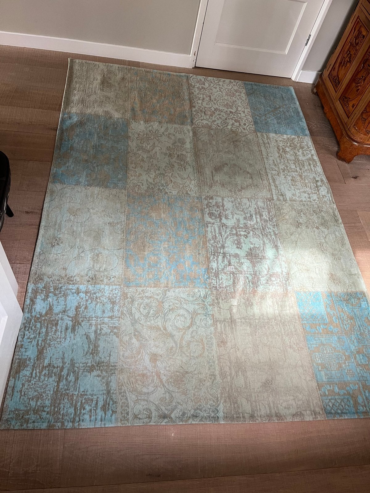 Vloerkleed Vincentia 170x240cm - Turquoise Patchwork, Ophalen, Blauw, 150 tot 200 cm, 200 cm of meer