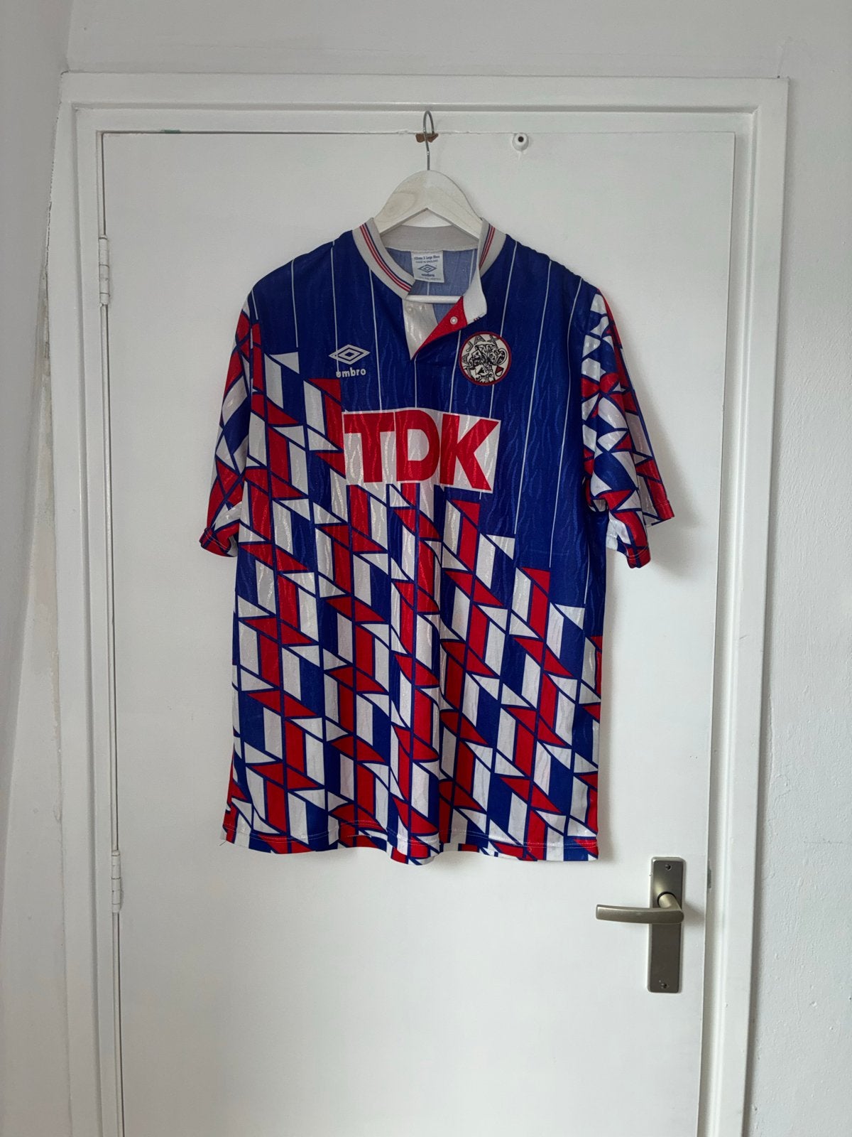 Vintage Ajax uitshirt 1989-1990 Umbro TDK XL, Ophalen of Verzenden, Gedragen, Maat 56/58 (XL), Blauw