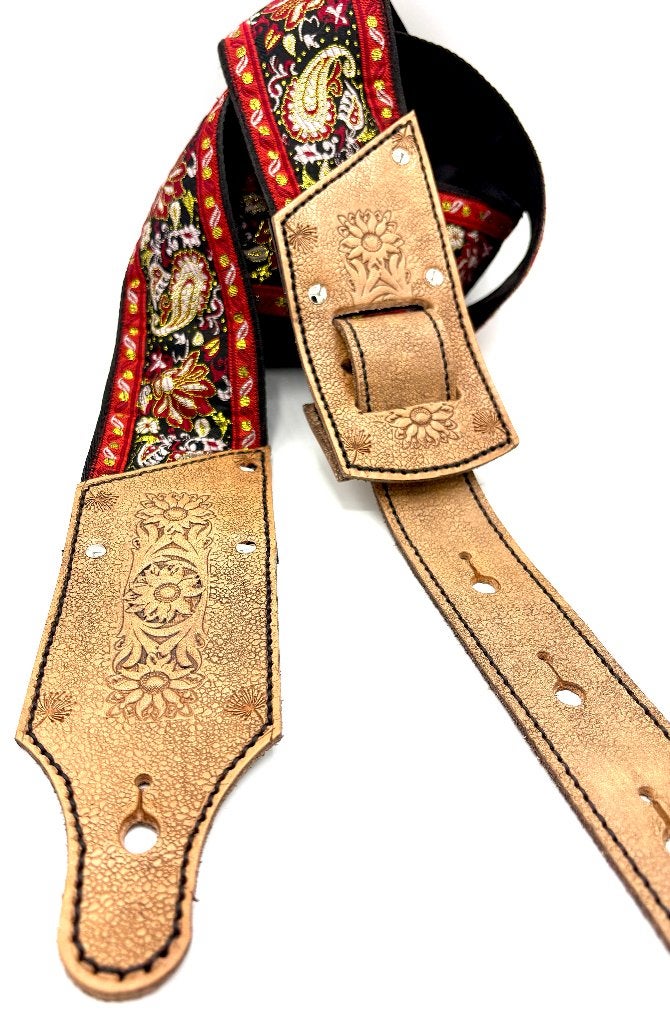 Gitaarband Stof047 zwart rood classic barok 157cm, Verzenden, Nieuw, Akoestische gitaar