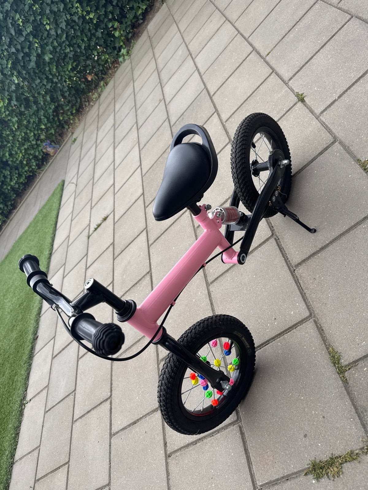 Roze loopfiets met vering en handrem, Ophalen, Gebruikt, Velgrem, 16 tot 20 inch